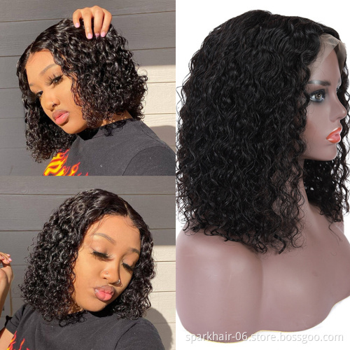 Deep Curly Wave Short Bob Wigs Human Hair Hd Full Lace Front Wig Raw Peruvian Virgin Human Hair Lace Frontal Wig For Black Women